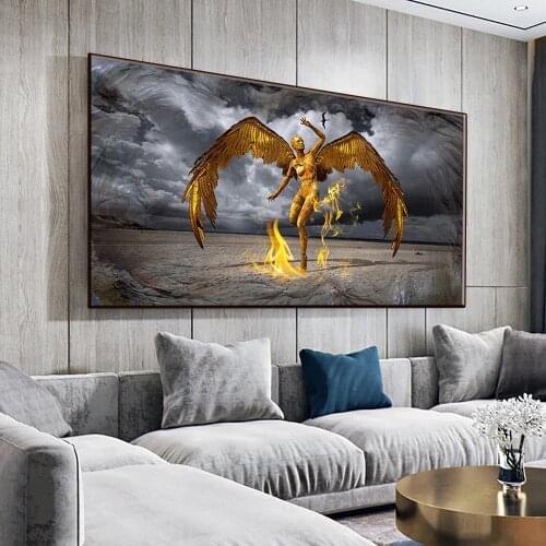 Angel Portrait Canvas Painting Scandinavian Posters And Prints Leo Michael Guardian Art Pictures On The Wall For The Living Room