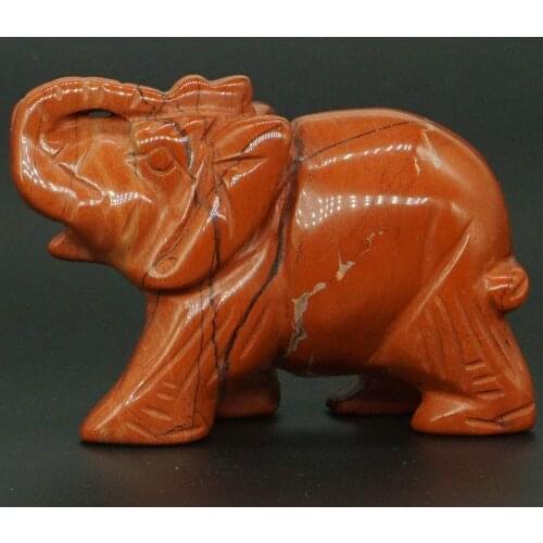 3 Inch Natural Red Jasper Crystal Elephant Carved Figurine Stone Chakra Healing Reiki Stone Feng Shui Crafts