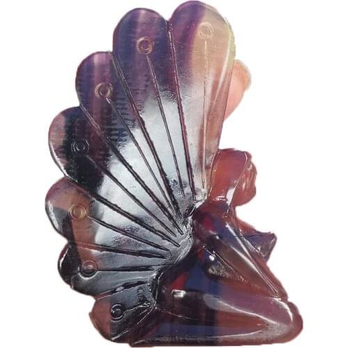 Natural Crystal Fluorite Animal Handcarved Butterfly Fairy Healing Reiki Degaussing Radiation Proof Home Decor