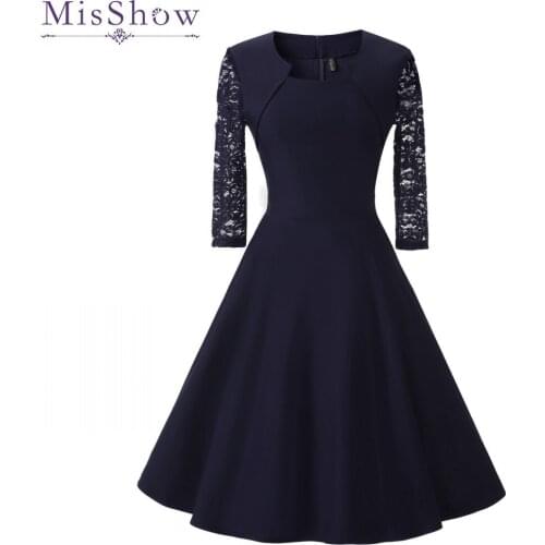 New Autumn Women Cocktail Party Dress Elegant A-Line Short Navy Blue Lady Cocktail Dresses Vintage Short Formal Prom Dress