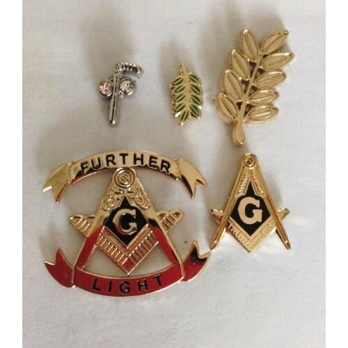 One lot of 5pcs different freemason masonic suit lapel pin badges