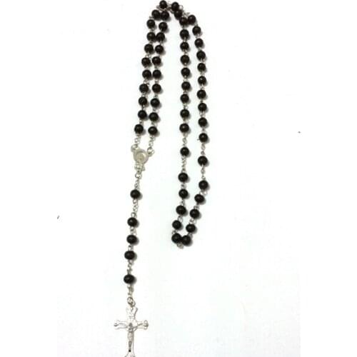 Wholesale 12pcs/lot mix color Black Natural Carnelian BEADS ROSARY wood CROSS CRUCIFIX CATHOLIC NECKLACE free ePacket ship