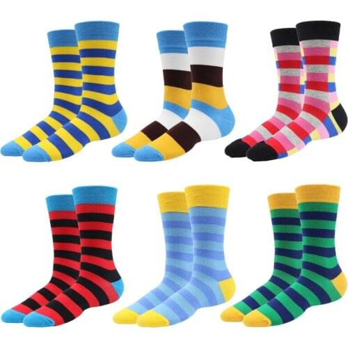 Peonfly Pair 1 Mens Funny Happy Colorful Striped Plaid Geometric Calcetines Casual Harajuku Hip Hop Cotton Socks Sokken