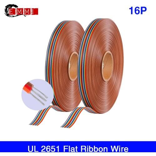 61 meters PVC material Tinned copper AWM UL2651 28AWG 16Pin Color Code Flat Ribbon Wire for LED display