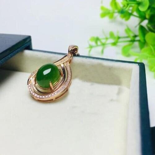 Natural Hetian Jade Drop Pendants 925 Silver Inlaid Zircon For Women Wedding Party Gift Fine Jewelry