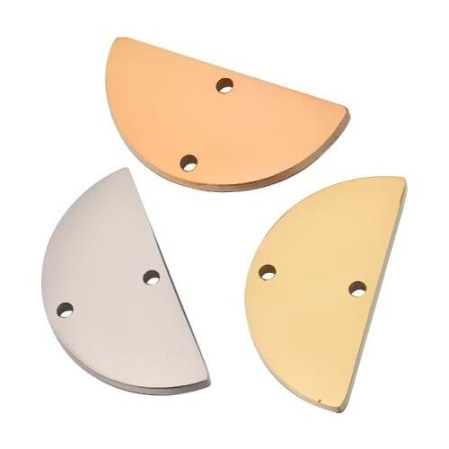 50pcs 10*20mm Rose Gold/steel Color Stainless steel Material mirror finish Half Circle Connector for DIY Handmade Jewelry Making