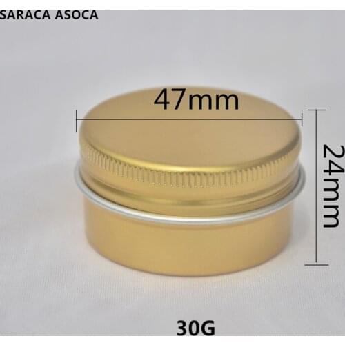 30ml Empty Refillable Aluminum Jars Gold Metal Tin Cosmetic CrafPackaging Cosmetic Small Aluminum Box 100pcs/lot 30g