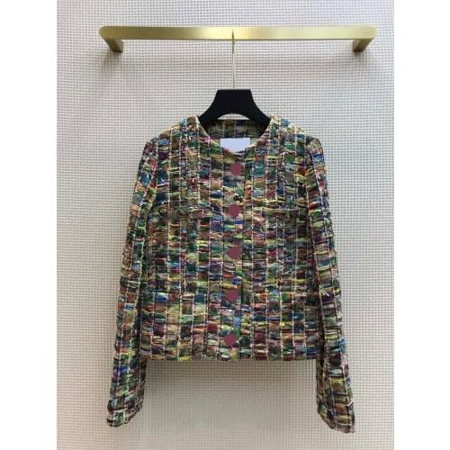 2021 early spring womens new product temperament ladies heavy industry tie-dye graffiti woven straight short jacket