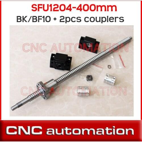 RM1204 Ball Screw SFU1204 L= 400mm Rolled Ballscrew+ single Ball nut + 2pcs coupler+ BK BF10 end support