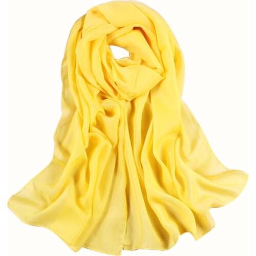Scarf Women Yellow Long Soft Thin Wrap Lady Shawl Chiffon Scarfs Solid Color Beach Scarves For Girls And Female Foulard Femme