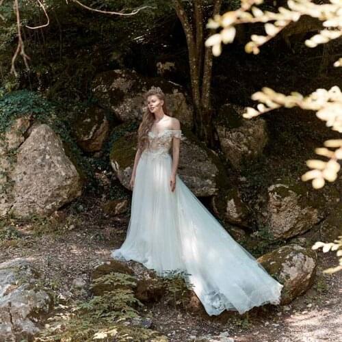 Chic Wedding Dress 2021 Cap Sleeve A Line Tulle with 3D Handmade Flower Bridal Gowns 2021 Custom Made Vestido De Noiva