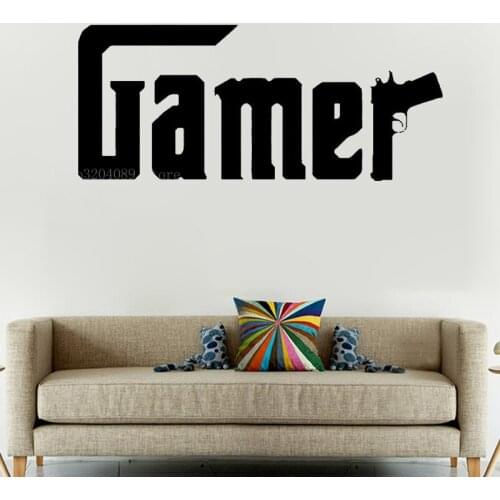 Funny Gamer Word Wall Decal Vinyl Controller Video Games Stickers Interior Creative Design Bedroom Home Decor Wall Decal CN069