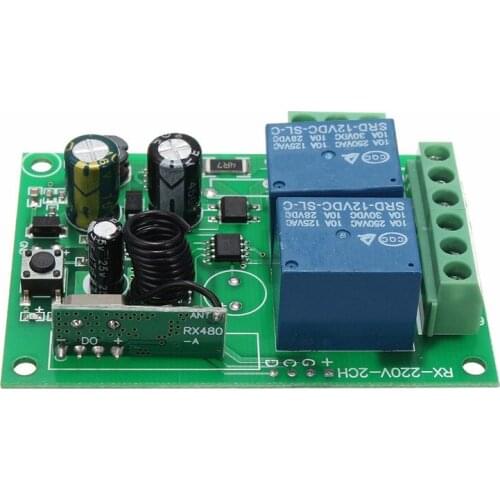 Smart Home DC 12V 220V 10A 315/433MHz 2 Channel Wireless Relay RF Remote Control Switch Heterodyne Receiver