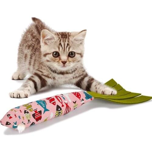 Funny Interactive Cat Cushion Toy Catnip Teeth Grinding Fish Cat Toys With Noise Paper Pet Products