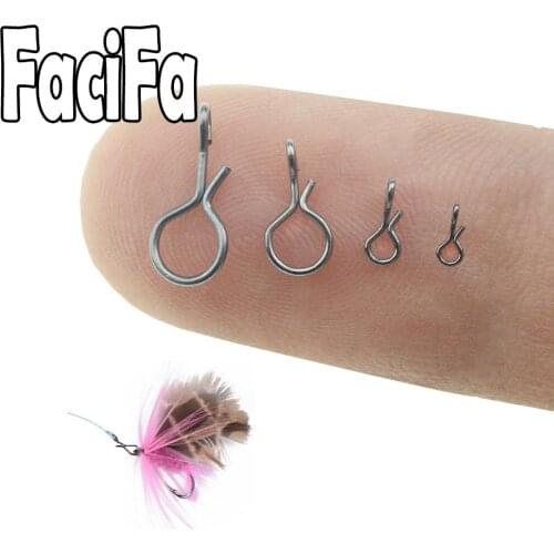 50 pcs Fly Fishing Snap Quick Change for Flies Hook Lures Stainless Steel Lock Black Fishing Snaps Lures Clip Link