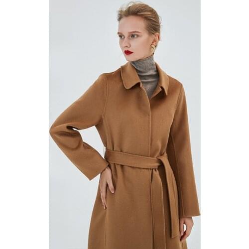 Womens winter coats coffee waved Double-sided wool cashmere outwear 2019 autumn plus size ladies fashion overcoats long