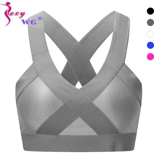 SEXYWG Sports Bra Women Wire Free Push Up Brasiere High Impact Shockproof Yoga Tops Running Vest Wide Strap Bras Shirt Sportwear