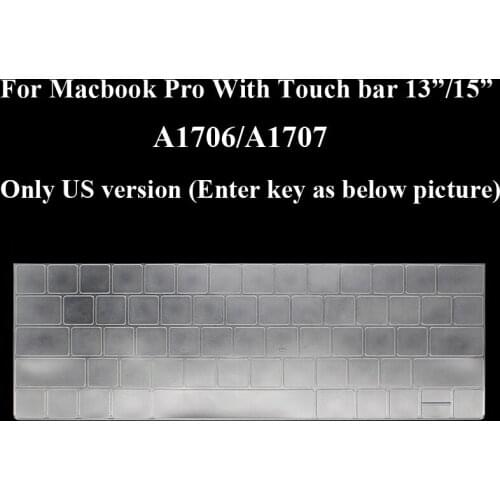 10pcs For Macbook Pro Touch Bar 13.3 15.4 A1706 A1989 A1707 A1990 US Version Silicone Keyboard Cover Silicon Keyboard Protector