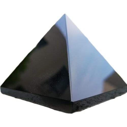 1520g natural obsidian quartz crystal pyramid healing heat 1pc