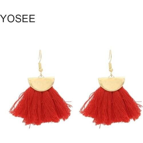 2018 Long Earrings Handmade Long Earrings Colorful Fringe Fashion Wedding Jewelry YOSEE Jewelry Boho Tassel Earrings Women