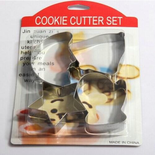 4pcs/set Stainless Steel Cookie Cutter Glove Star Moon Bell Shaped Fondant Cutter Biscuit Mold Baking Tools