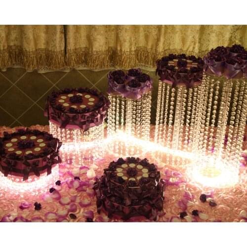 5Pcs Round Crystal Wedding Cake Stand Wedding Centerpiece, Party Birthday cake display shelf Cupcake Stand