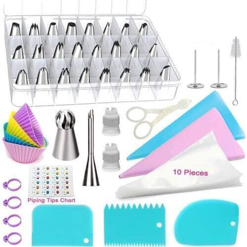 56pcs Cake Cream Nozzles Decorating Tools Cream Scraper Icing Piping Nozzle Tips Baking Tools