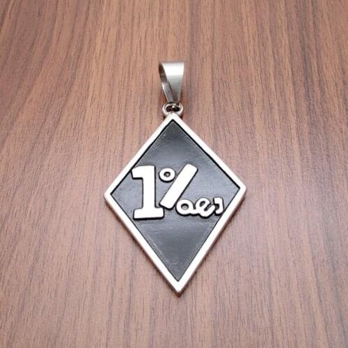 Free Shipping Vintage 316L Stainless Steel Silver Color Black Number 1%er Motor Biker Sport Pendant Necklace