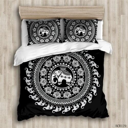 Bohemian 3D Queen duvet cover with pillowcase Queen size Luxury bedding sets King Home textiles Indian baby elephant Bed line