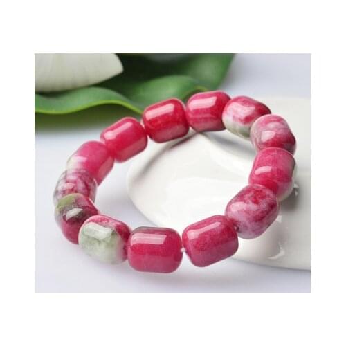 Peach flower jade bracelet beads braclet natural gemstone bangle fine jewelry for woman health for gift Bracelet jewelry