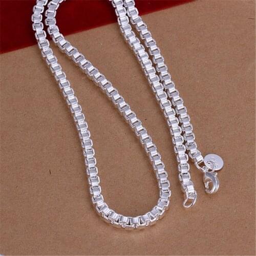 925 Sterling silver women lady luxury necklace 4MM box Chain 45cm Necklace Fashion classic for women men silver jewelry