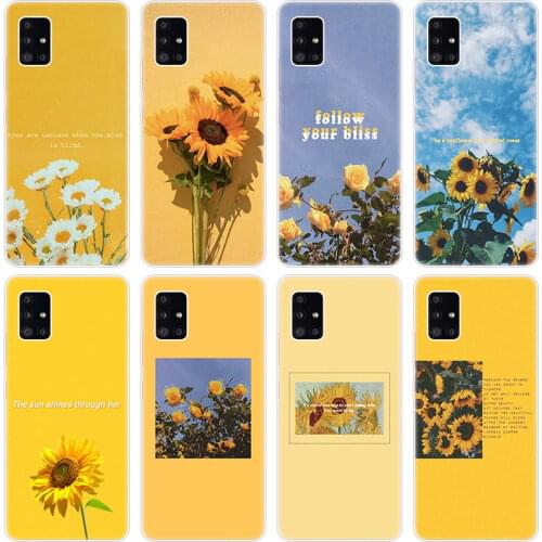 Flower Sunflower Rose Case for Samsung Galaxy A12 A02 A03S A21S A22 A32 A52 A72 A82 Quantum 2 S21 Plus FE Ultra M02S M12 Cover