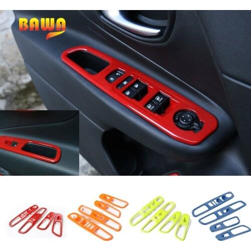 BAWA Interior Mouldings Window Lift Switch Button Stickers for Jeep Renegade 2016-2017 Car Interior Decoration Frame