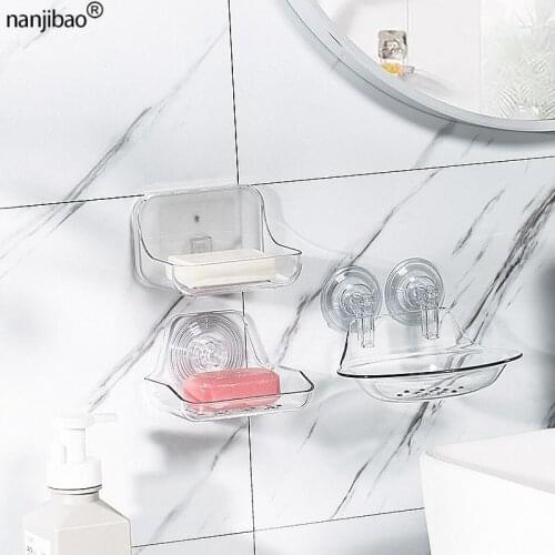 Bathroom Non-Perforated Soap Dish Wall-Mounted Drainable Soap Holder Creative Paste Soap Tray Storage Bathroom Accessories