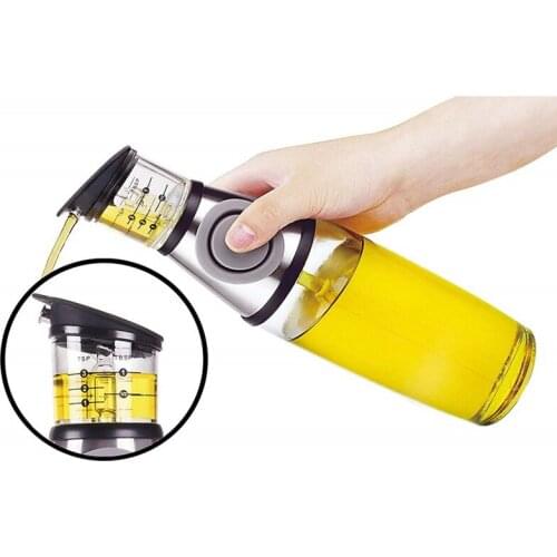 500ml Oil Dispenser with Measurements for Cooking Oil and Vinegar Cruet Drip-Free Spout Glass Bottle Health Kitchen Convenience