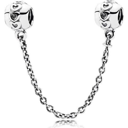 GChc Eternal Heart Safety Chain Charm Charms Pendant Fit Original Pandora Bracelets Women DIY Jewelry Pulseras Mujer Moda 2019