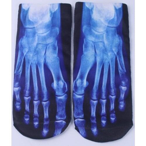 Halloween Cotton woman 3D Printing terror skeleton toe socks Hip Hop scary skull five finger odd sox bone Couple short socks
