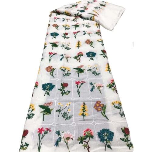 White Black Flower Embroidery Craft Cotton Material Sewing For Prom Evening Party Dress Fashion Skirt Fabric 5 Yards Wholesale