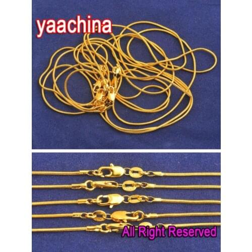 Nice 5PCS 18 Inches Fashion Accessory Yellow Gold Filled Necklaces Snake Chain New Necklace 1.3MM For Pendant