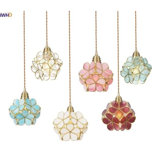 IWHD Nordic Style Glass LED Pendant Lights Fixtures Bedroom Living Room Light Copper Modern Pendant Lamp Hanglamp LED Luminaria