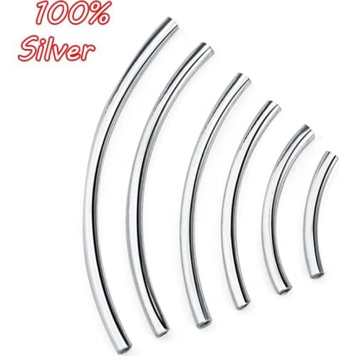 4pcs S925 Sterling Silver Curved Tube Spacer Beads Connector Findings For Bracelets Necklace DIY Jewelry Making Accessories