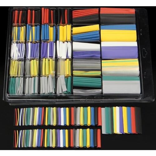 500PCS Insulation Sleeving Wrap Shrinkable Tubes Polyolefin 2:1 Heat Shrink Tubing Wire Cable Kit Electrical Equipment 10 Colors