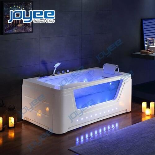 JOYEE Factory Stock High Quality Glass Whirlpool Bathtub China Factory Waterfall Hydro Massage Bubble Bath Tub 1 Person