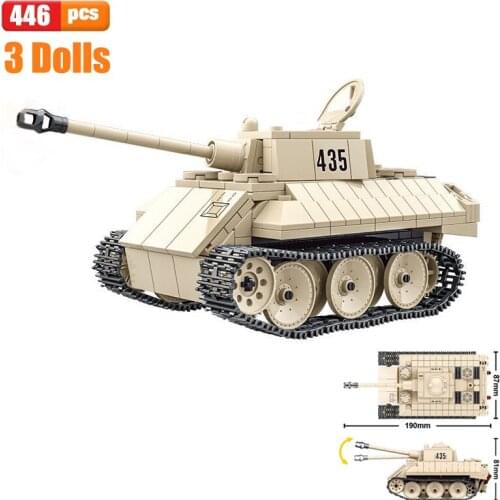 Light Tank Building Blocks WW2 Army Military Series Bricks Leopard VK-1602 Set Soldiers Weapons Models For Kid Birthday Toy Gift