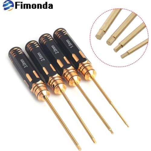RC Tools 4Pcs Hex Screw Driver Set Titanium Plating Hardened 1.5 2.0 2.5 3.0mm Screwdriver For Rc Helicopter Car Ship Rc Toys