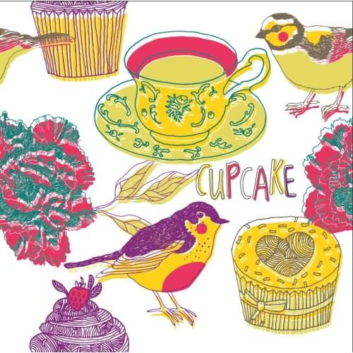 Polyester Chiffon fabric for dress British retro tea cuppattern custom printing fabric thin dress shirt sewing by yard