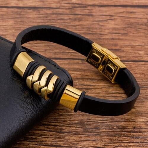 Luxury Fashion Charm Men Bracelet Leather Braided Rope Hip Hop Rock Punk Gold Black Magnetic Accessories Bangles Birthday Gift
