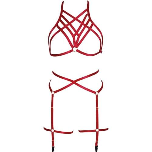 Sexy Corset Set Women Bdsm Harness Bra Bondage Underwear Garter Belt Spandex Harness Fashion Suspender Exotic Lingerie Garters
