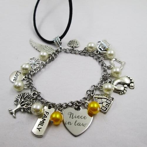 Niece in law family theme home love leather stainless steel chain rearview mirror christmas tree decoration Bag ornaments