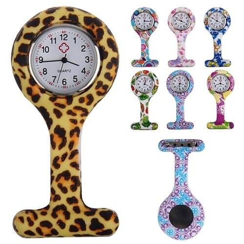 Patterned Silicone Nurses Brooch Tunic Fob Pocket Watch Stainless Dial N76Y 93YW